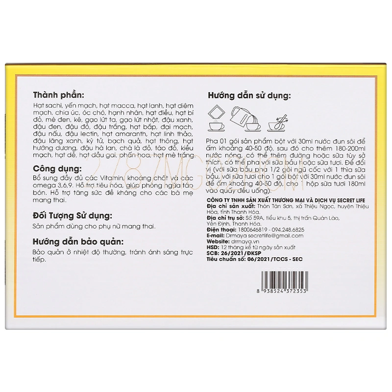 Ngũ cốc Dr.Maya Lạc Lạc Plus bổ sung dưỡng chất cho mẹ bầu, 30 gói dạng bột 3