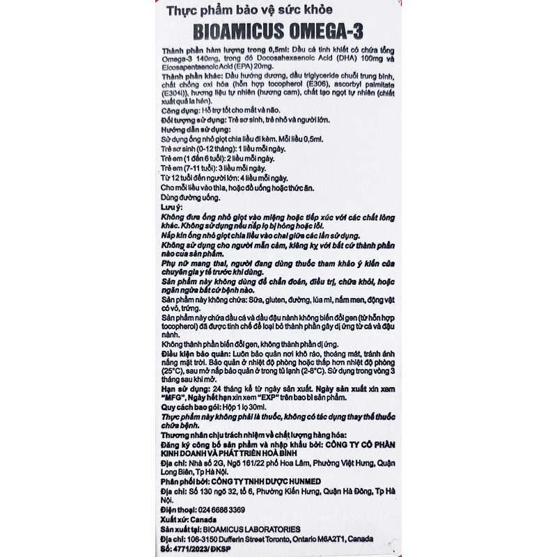 Combo 3 BioAmicus Omega-3 hỗ trợ não bộ và thị giác hương cam, 30 ml dạng uống (từ 0 tháng) 10