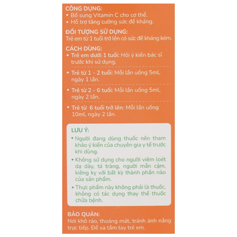 Siro Kentek Healthy Kid Vitamin C hỗ trợ tăng cường sức đề kháng hương dâu, mật ong, dưa lưới, 100 ml dạng uống (từ 1 tuổi) 9