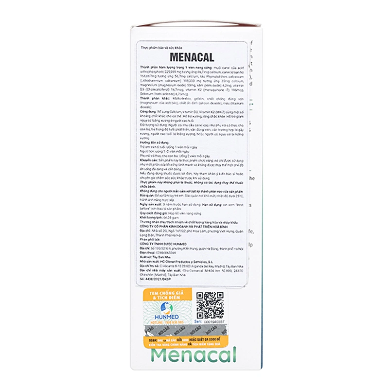 Menacal hỗ trợ xương, răng chắc khỏe, 60 viên dạng viên (từ 6 tuổi) 3