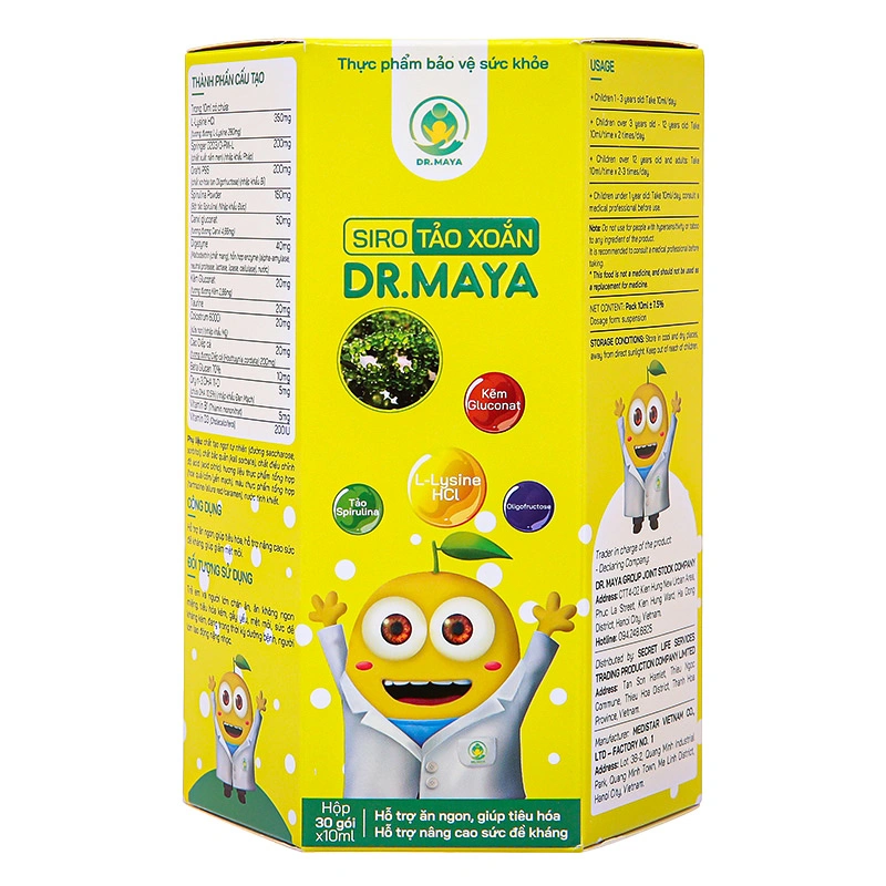 Siro tảo xoắn Dr.Maya giúp ăn ngon, tăng sức đề kháng hương caramel, 30 gói dạng uống (từ 1 tuổi) 3