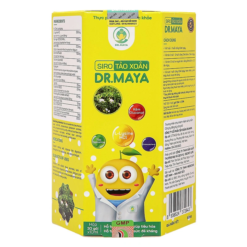 Siro tảo xoắn Dr.Maya giúp ăn ngon, tăng sức đề kháng hương caramel, 30 gói dạng uống (từ 1 tuổi) 4