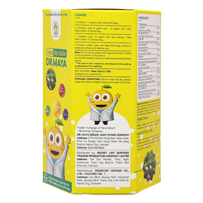 Siro tảo xoắn Dr.Maya giúp ăn ngon, tăng sức đề kháng hương caramel, 30 gói dạng uống (từ 1 tuổi) 5