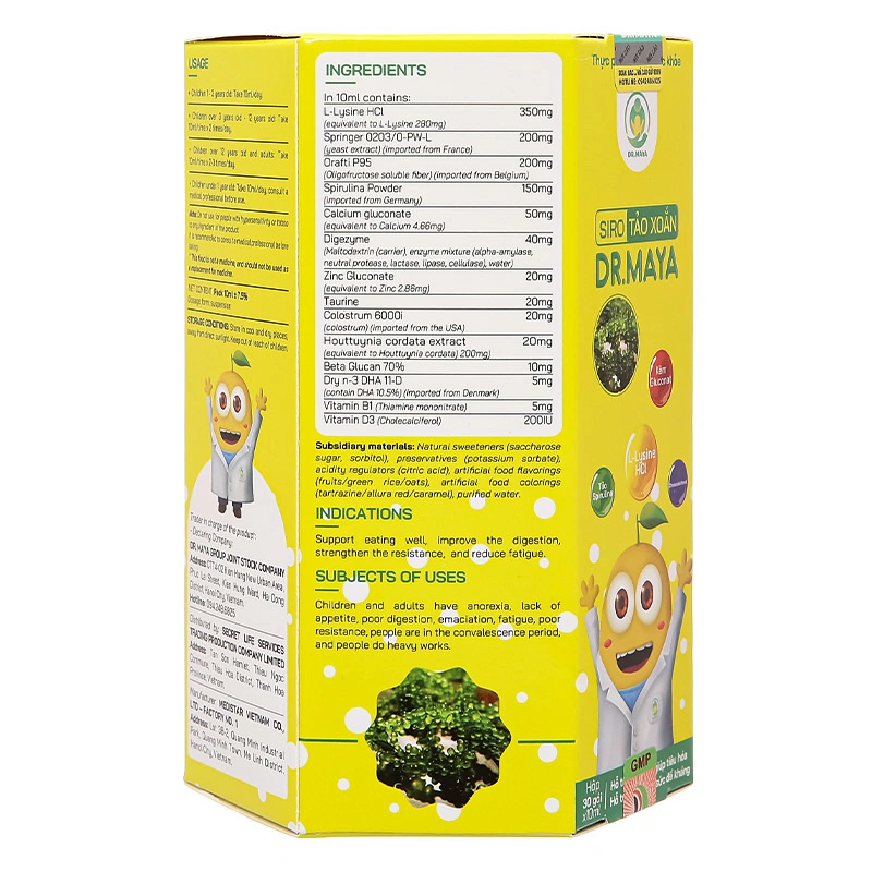 Siro tảo xoắn Dr.Maya giúp ăn ngon, tăng sức đề kháng hương caramel, 30 gói dạng uống (từ 1 tuổi) 6