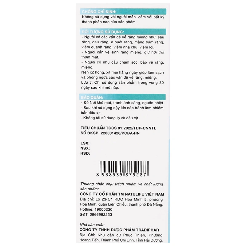 Natulife CareKid ngừa sâu răng hương thảo dược, 30 ml dạng xịt (từ 6 tháng) 8