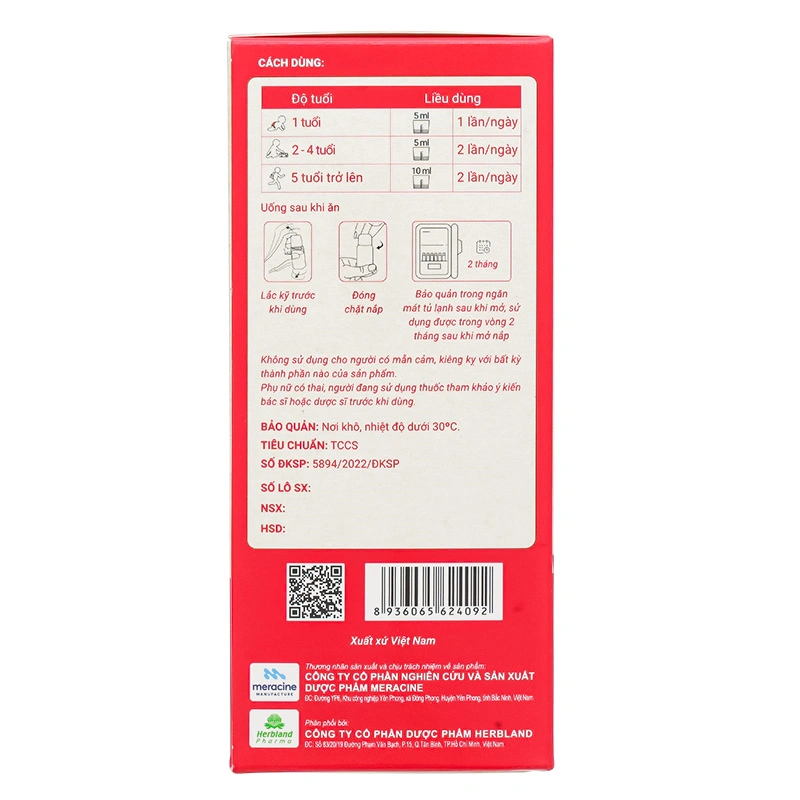 Siro Herbland Healthza Yummy hỗ trợ ăn ngon hương gạo, 150 ml dạng uống (từ 1 tuổi) 4