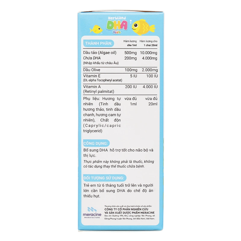 Siro Herbland DHA Kids tốt cho não và mắt 20 ml (từ 6 tháng) 5