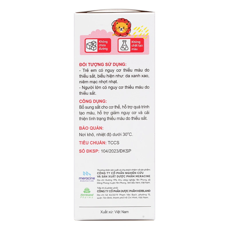 Siro Herbland Iron Drops Kids hỗ trợ cải thiện thiếu máu do thiếu sắt hương socola, 30 ml dạng nhỏ giọt (từ 6 tháng) 4