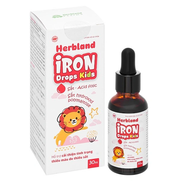 Siro Herbland Iron Drops Kids hỗ trợ cải thiện thiếu máu do thiếu sắt hương socola, 30 ml dạng nhỏ giọt (từ 6 tháng) 1