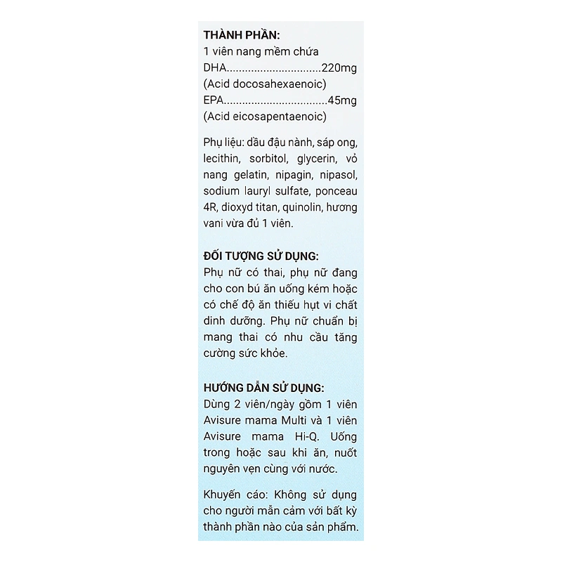 Bộ 2 hộp Avisure mama bổ sung vitamin và khoáng chất hương vani, 60 viên dạng viên 20