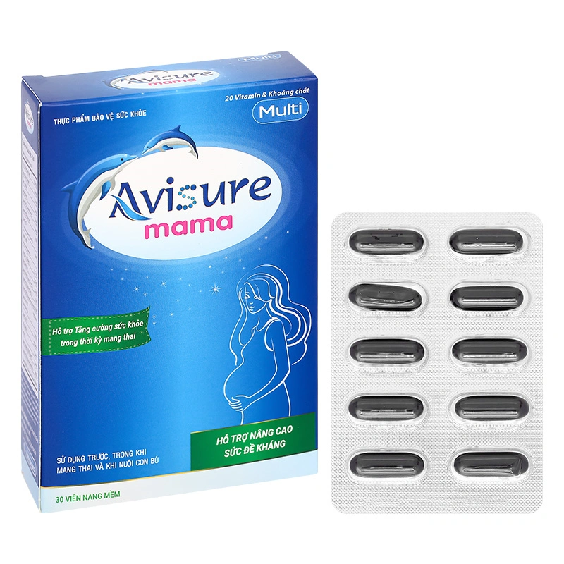 Bộ 2 hộp Avisure mama bổ sung vitamin và khoáng chất hương vani, 60 viên dạng viên 5