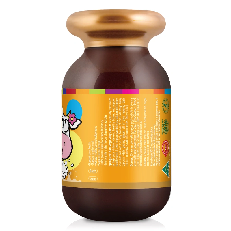 SpringLeaf Kids Mega Milky Calcium hỗ trợ xương, răng chắc khỏe hương vani, sữa, 120 viên dạng viên (từ 1 tuổi) 2