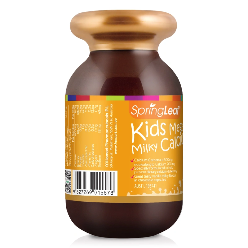 SpringLeaf Kids Mega Milky Calcium hỗ trợ xương, răng chắc khỏe hương vani, sữa, 120 viên dạng viên (từ 1 tuổi) 3