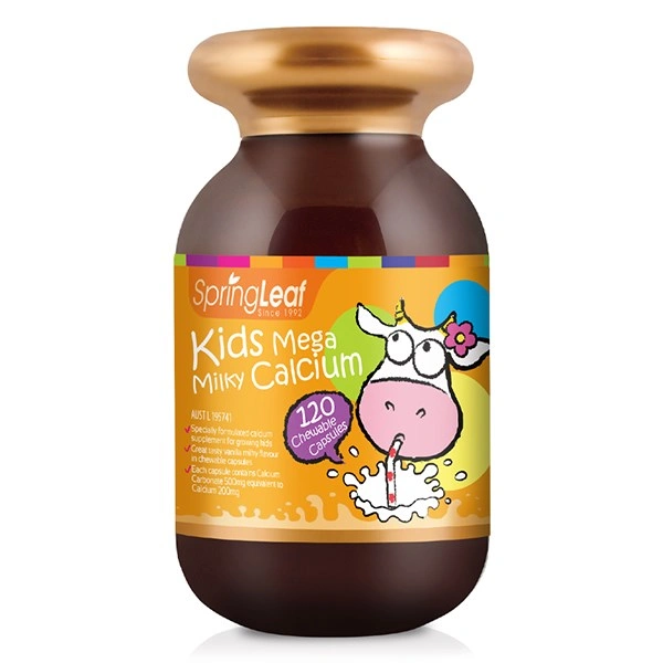 SpringLeaf Kids Mega Milky Calcium hỗ trợ xương, răng chắc khỏe hương vani, sữa, 120 viên dạng viên (từ 1 tuổi) 1