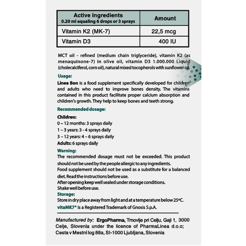 LineaBon K2+D3 Plus hỗ trợ hấp thu canxi, 15 ml dạng nhỏ giọt (từ 0 tháng) 16