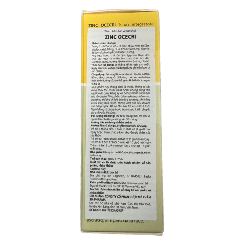 Ocecri Zinc bổ sung kẽm hỗ trợ ăn ngon, tăng đề kháng hương chuối, 30 ml dạng xịt (từ 6 tháng) 4