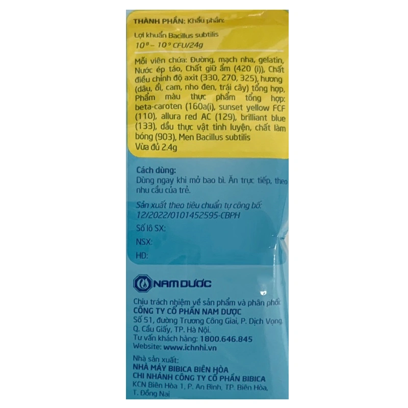 Kẹo dẻo Ích Nhi bổ sung lợi khuẩn cải thiện tiêu hóa hương trái cây, 24g dạng viên (từ 2 tuổi) - Giao bao bì ngẫu nhiên 3