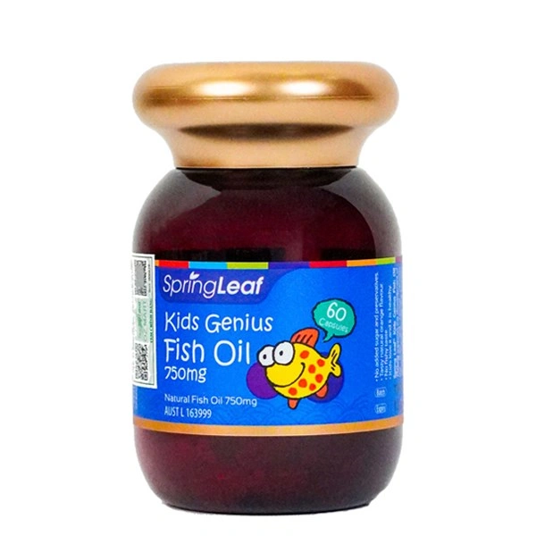 SpringLeaf Kids Genius Fish Oil hỗ trợ não bộ và thị giác hương cam, 60 viên dạng viên (từ 1 tuổi) 1