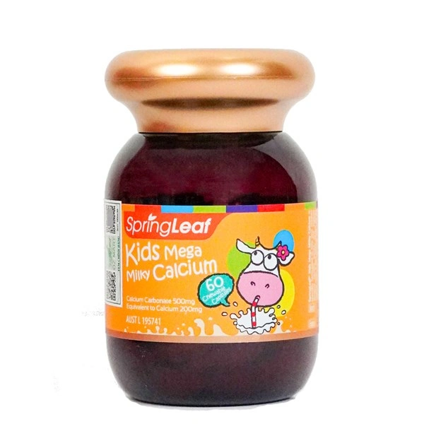 SpringLeaf Kids Mega Milky Calcium hỗ trợ xương, răng chắc khỏe hương vani, sữa, 60 viên dạng viên (từ 1 tuổi) 1
