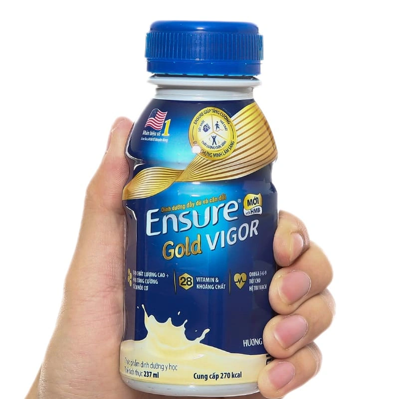 Thùng 24 chai sữa bột người lớn pha sẵn Ensure Gold Vigor hương vani 237 ml 16