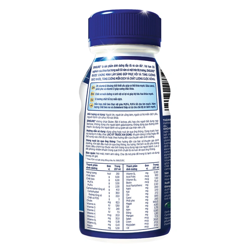 Lốc 6 chai sữa bột người lớn pha sẵn Ensure Original hương vani 237 ml 13