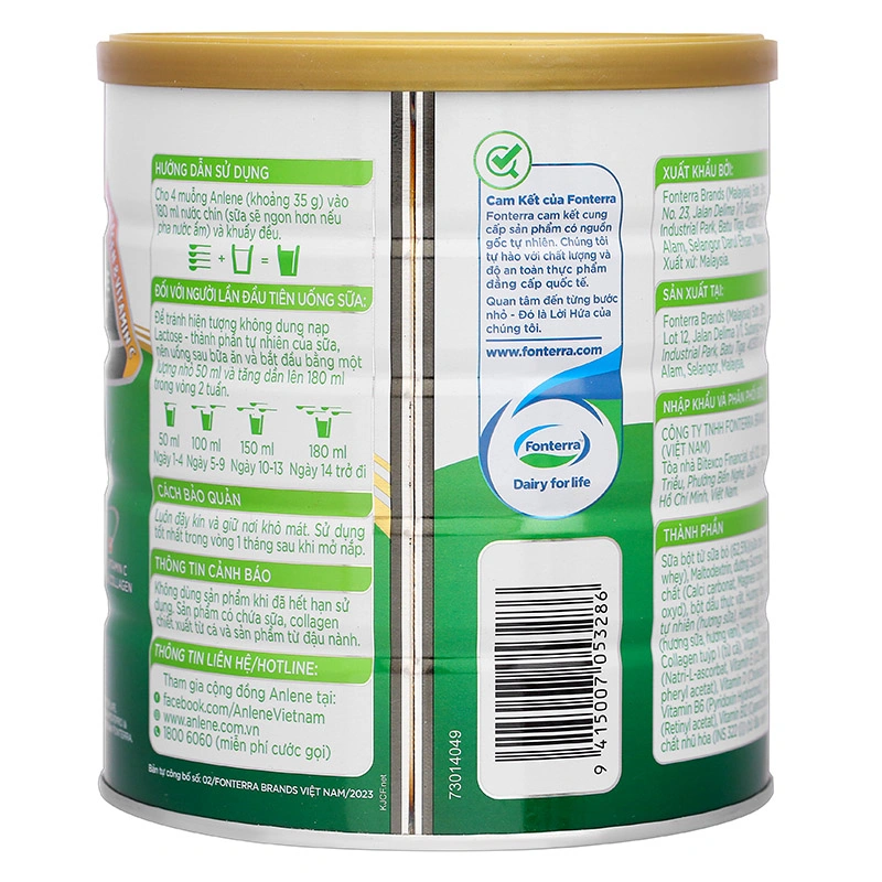 Sữa bột người lớn Anlene Gold 3X hương vani 800g 4