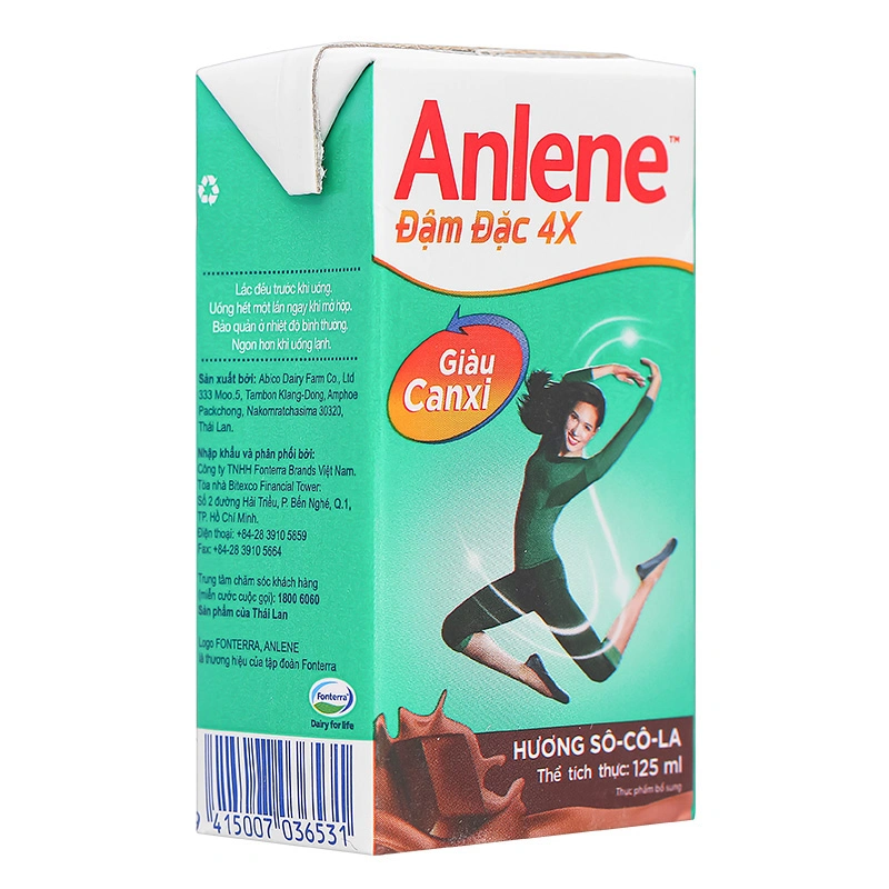Lốc 4 hộp sữa bột người lớn pha sẵn Anlene Đậm Đặc 4X hương socola 125 ml 5
