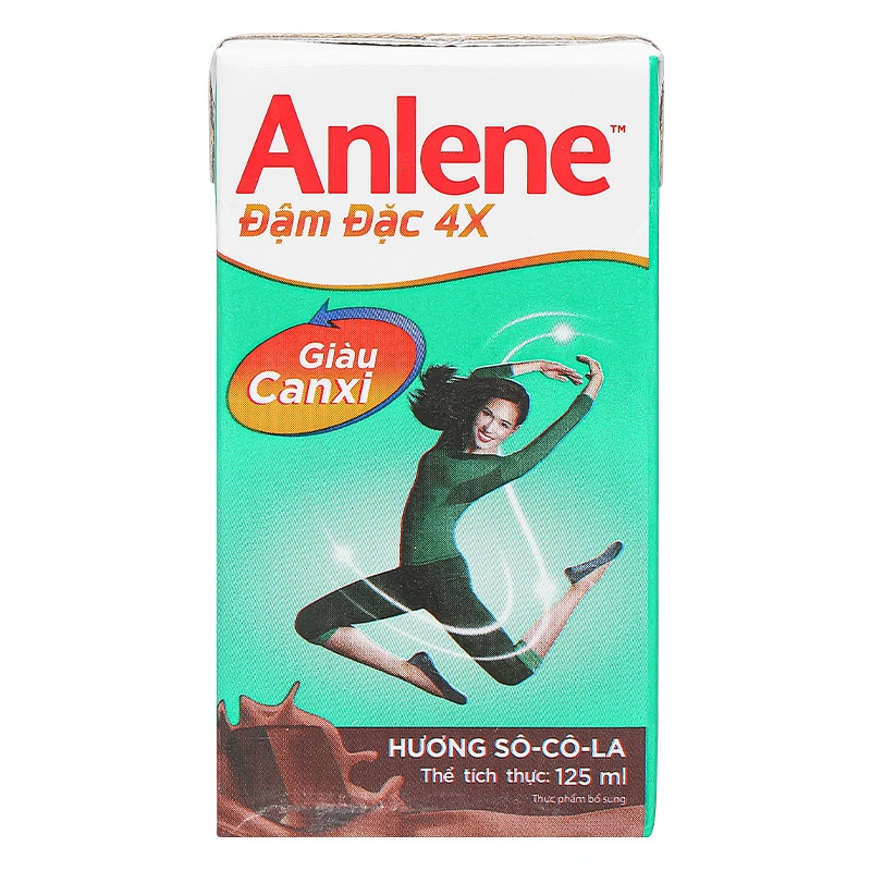 Lốc 4 hộp sữa bột người lớn pha sẵn Anlene Đậm Đặc 4X hương socola 125 ml 6