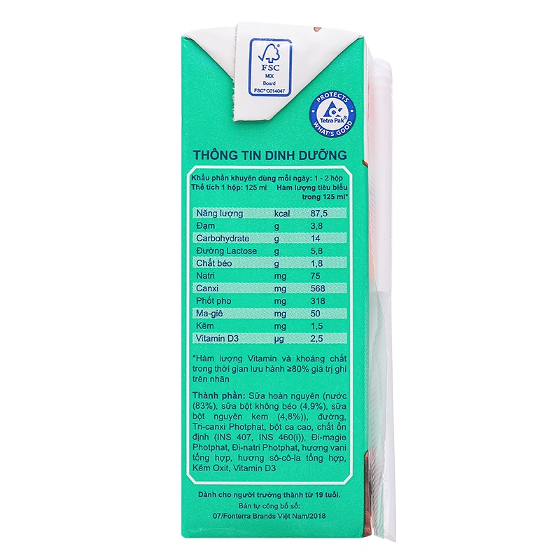 Lốc 4 hộp sữa bột người lớn pha sẵn Anlene Đậm Đặc 4X hương socola 125 ml 9