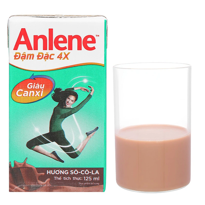 Lốc 4 hộp sữa bột người lớn pha sẵn Anlene Đậm Đặc 4X hương socola 125 ml 10