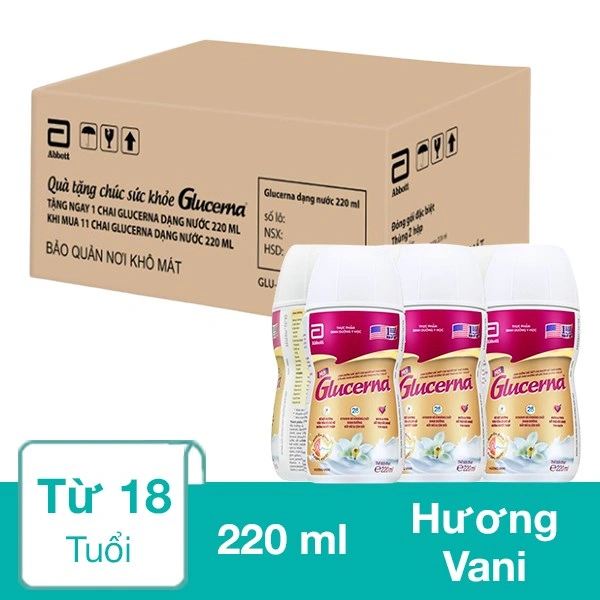 Thùng 30 chai sữa bột người lớn pha sẵn Abbott Glucerna hương vani 220 ml 1