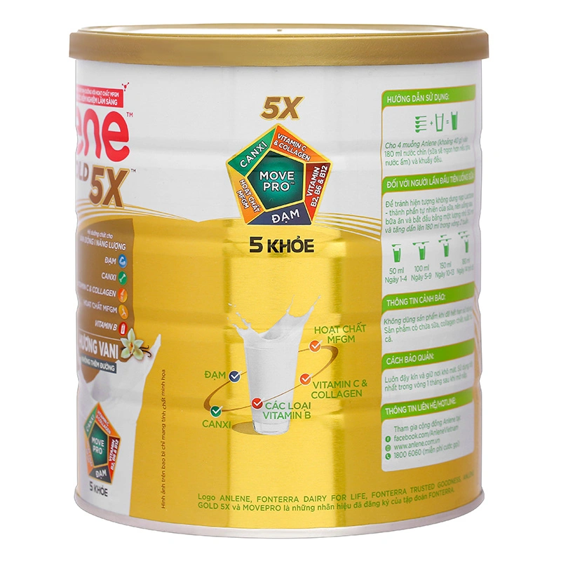 Sữa bột người lớn Anlene Gold 5X hương vani 800g 3