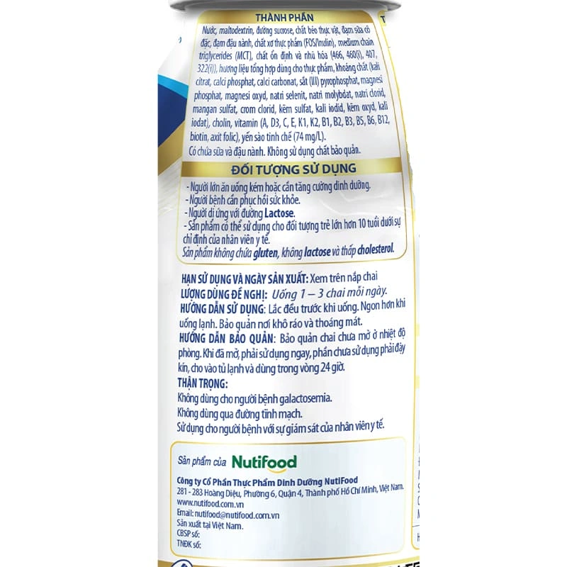 Lốc 6 chai sữa bột người lớn pha sẵn Nutifood Varna Complete hương nhạt thanh 237 ml 5