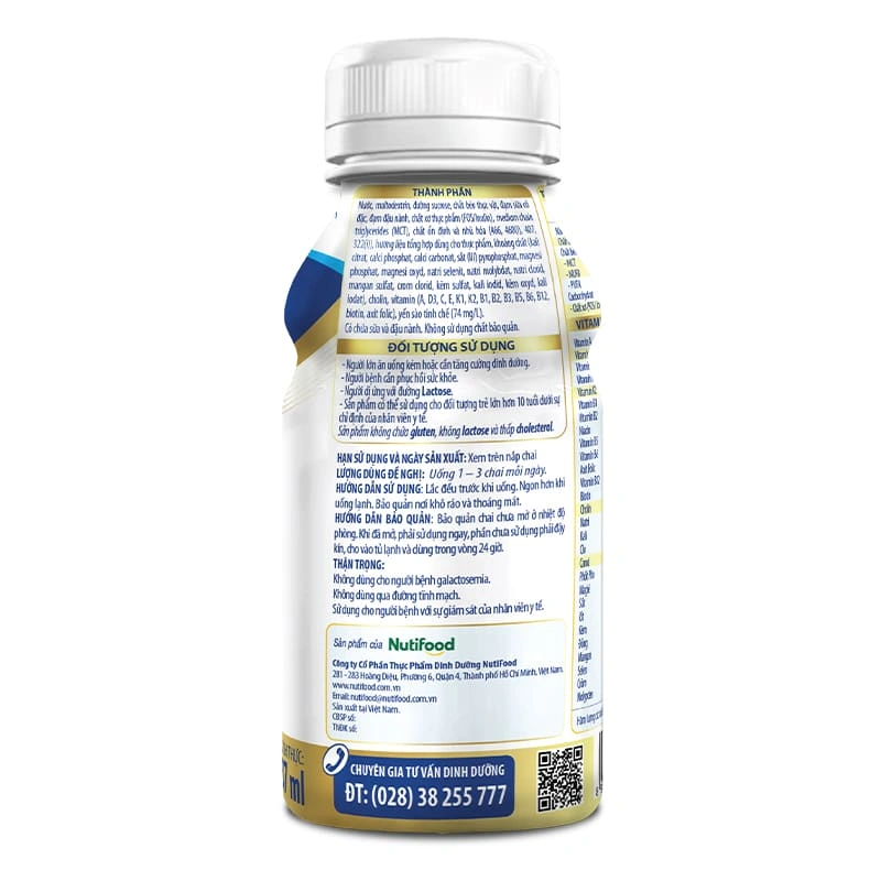 Thùng 24 chai sữa bột người lớn pha sẵn Nutifood Varna Complete hương nhạt thanh 237 ml 5