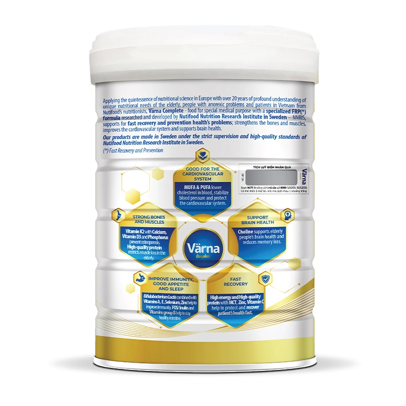 Sữa bột người lớn Nutifood Varna Complete hương nhạt thanh 850g 2