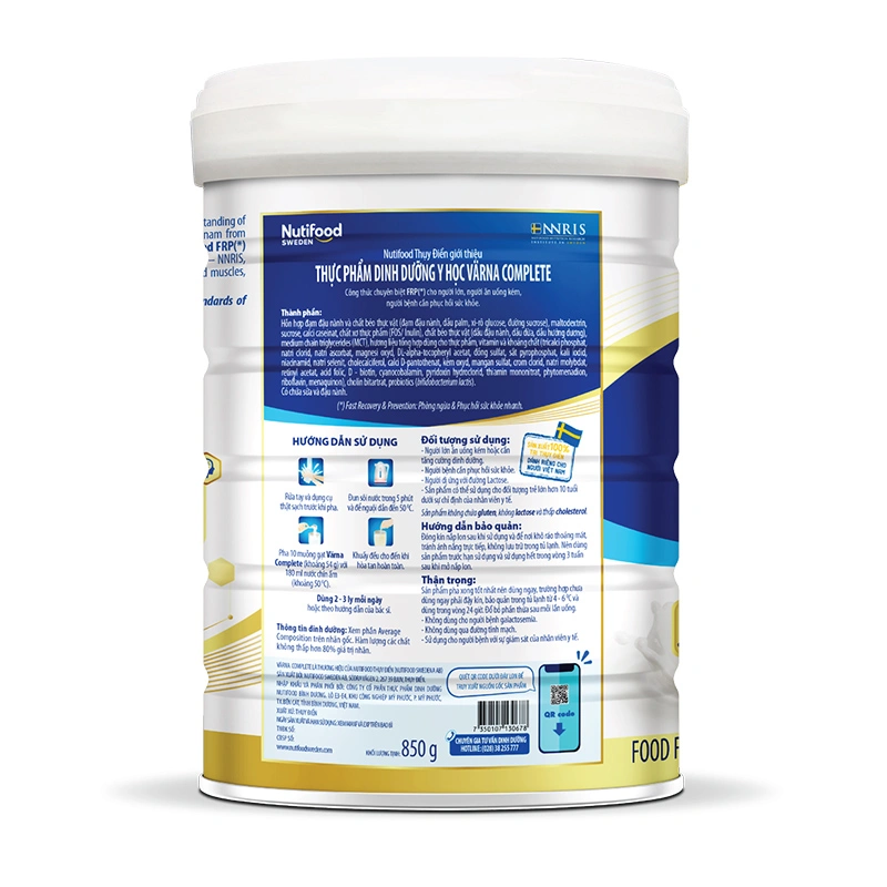 Sữa bột người lớn Nutifood Varna Complete hương nhạt thanh 850g 3