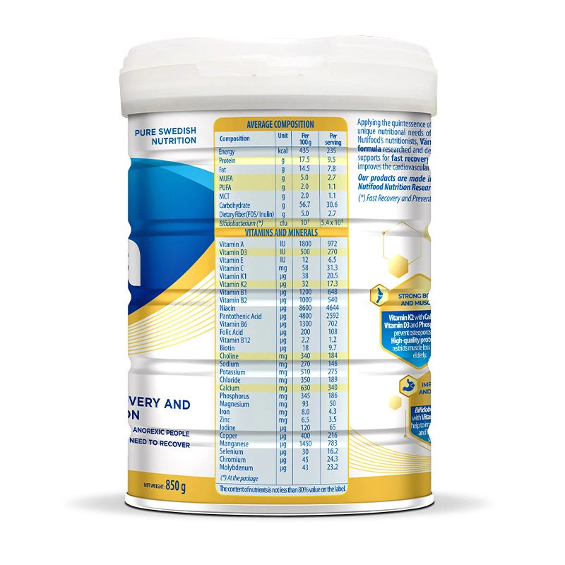 Sữa bột người lớn Nutifood Varna Complete hương nhạt thanh 850g 4