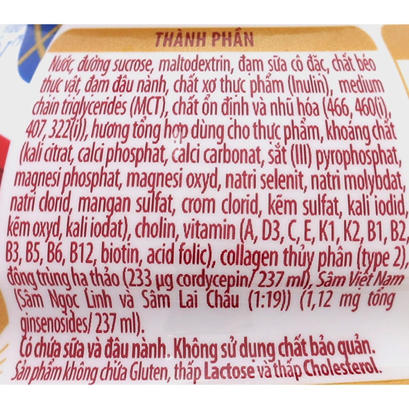 Thùng 24 chai sữa bột người lớn pha sẵn Nutifood Varna Elite hương sâm 237 ml 8