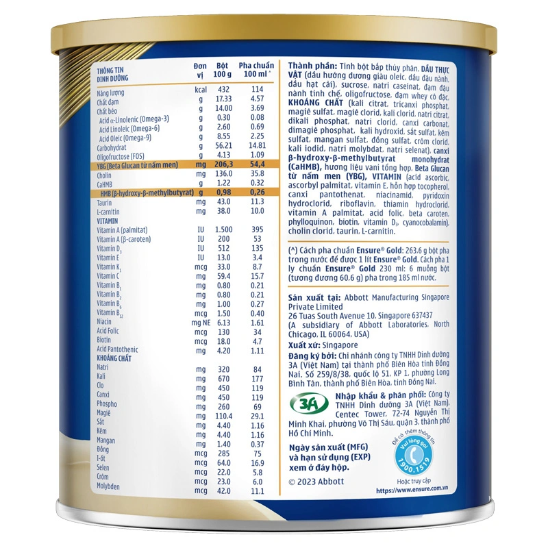 Sữa bột người lớn Ensure Gold StrengthPro hương vani 380g 4