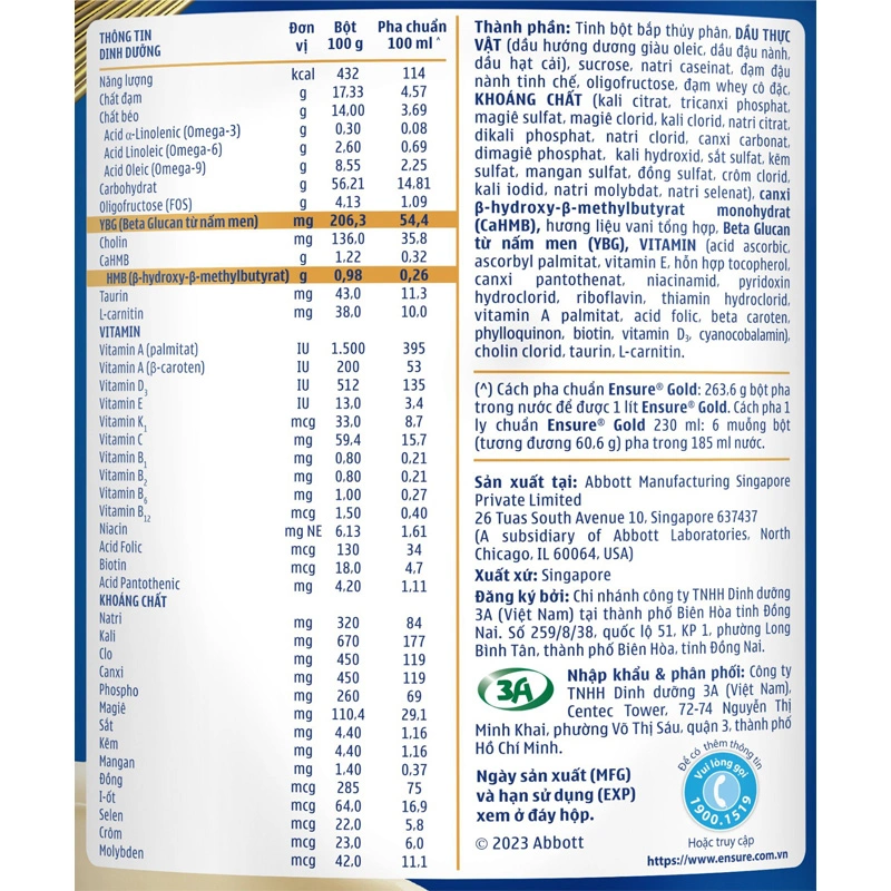 Sữa bột người lớn Ensure Gold StrengthPro hương vani 380g 5