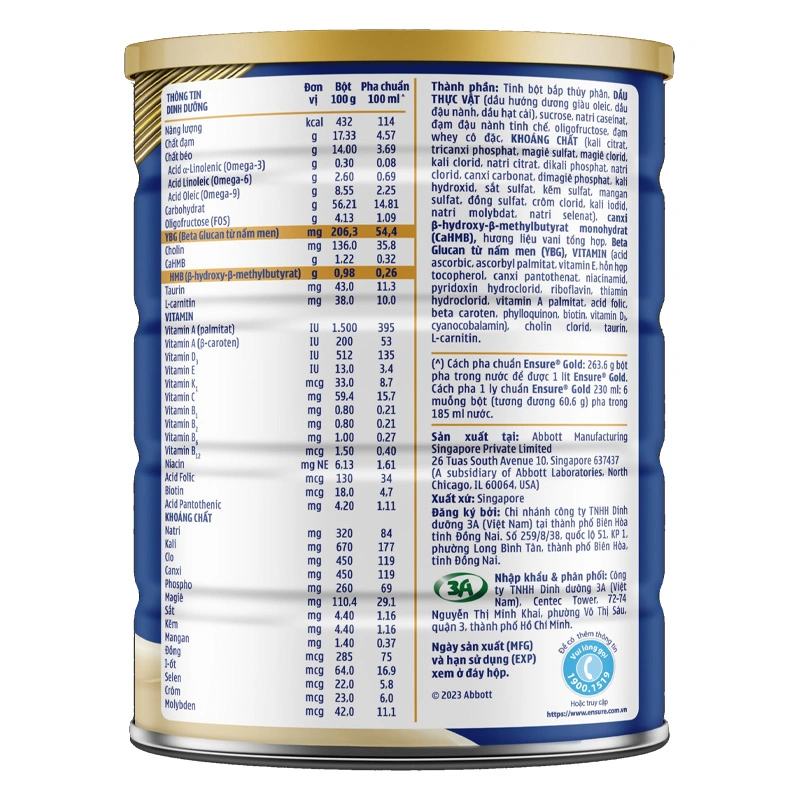 Sữa bột người lớn Ensure Gold StrengthPro hương vani 380g 9