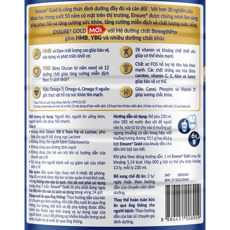 Sữa bột người lớn Ensure Gold StrengthPro hương vani 380g 10