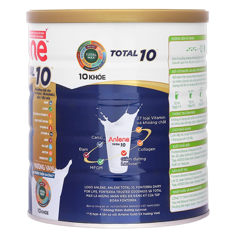 Combo 2 hộp sữa bột người lớn Anlene Total 10 hương vani 800g 4