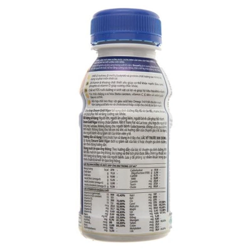 Thùng 24 chai sữa bột người lớn pha sẵn Ensure Gold Vigor hương vani 237 ml 6