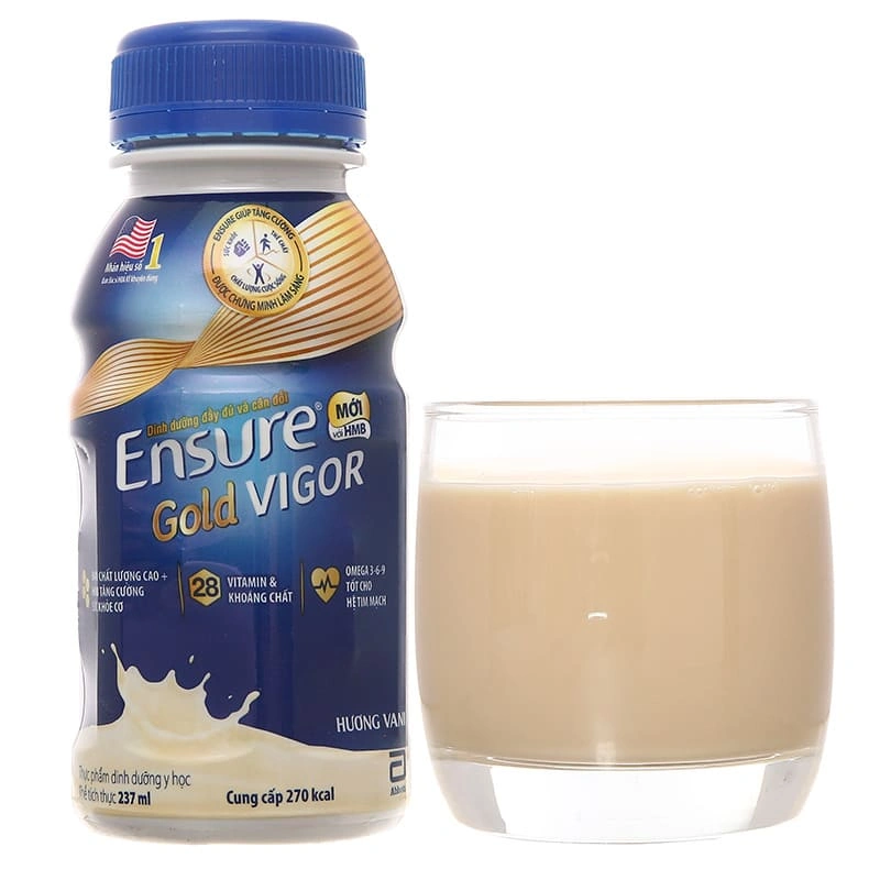 Thùng 24 chai sữa bột người lớn pha sẵn Ensure Gold Vigor hương vani 237 ml 9