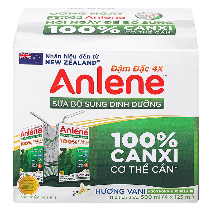 Lốc 4 hộp sữa bột người lớn pha sẵn Anlene Đậm Đặc 4X hương vani 125 ml 3
