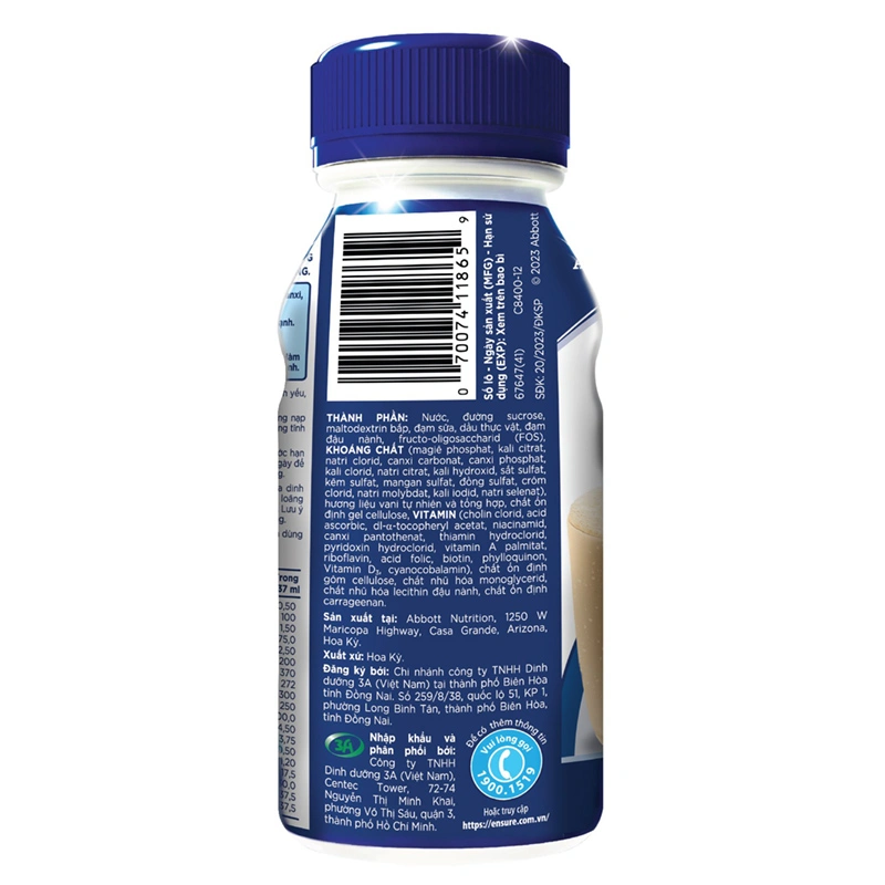 Lốc 6 chai sữa bột người lớn pha sẵn Ensure Original hương vani 237 ml 4