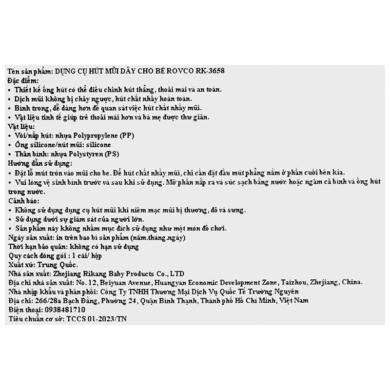 Dụng cụ hút mũi ROVCO RK-3658 dạng dây - Màu ngẫu nhiên 7