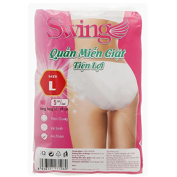 Quần lót sợi Olefin mặc 1 lần Swing size L (Bịch 5 cái) 1
