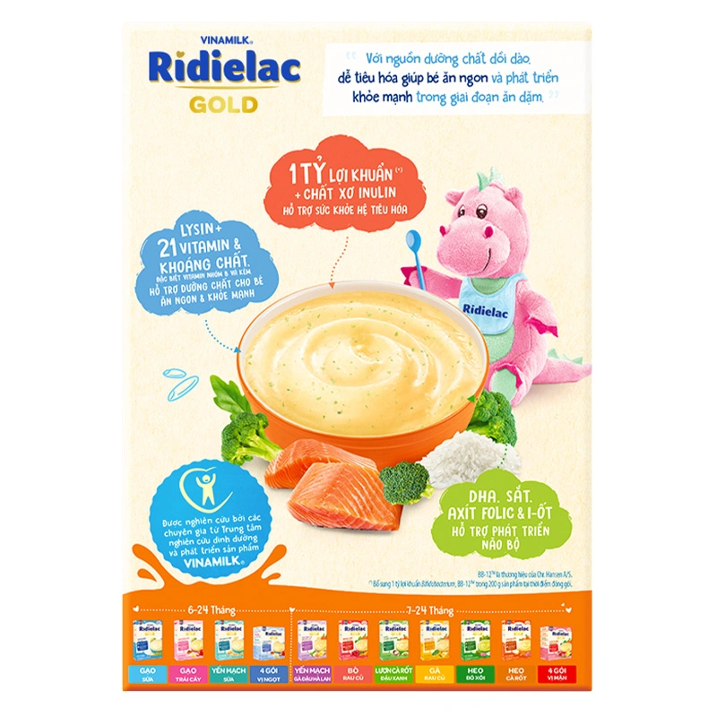 Bột ăn dặm Vinamilk Ridielac Gold cá hồi, bông cải xanh hộp 200g (7 - 24 tháng) 4